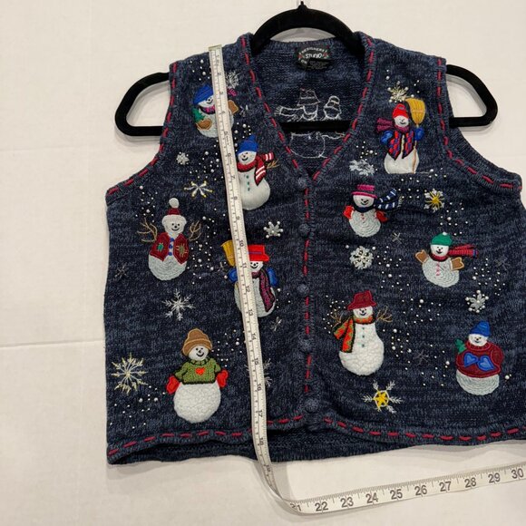 Designers Studio Originals P/S Snowman Knit Vest embroidered ugly christmas swea - Picture 7 of 7